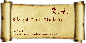 Körözsi Aldán névjegykártya